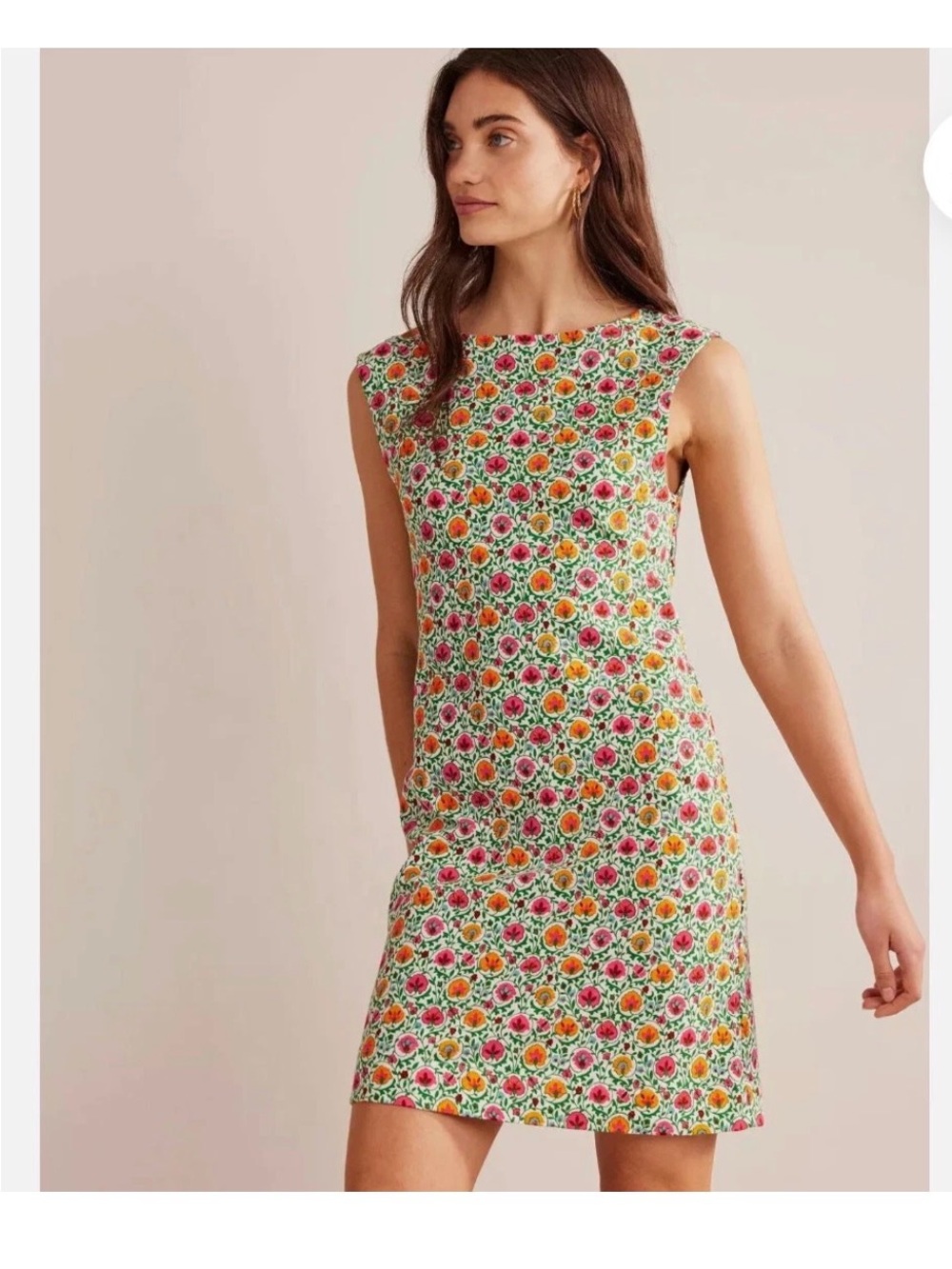 Boden Enchanting Bloom Sleeveless Jersey Shift Dress low back NWT 6R Green